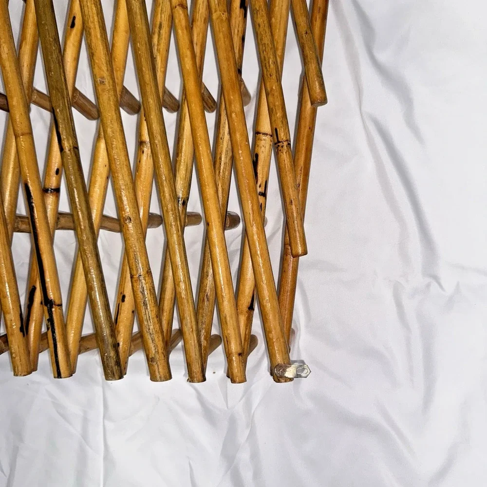 Vintage Bamboo 75 Pegs Wood Accordion Wall Peg Rack Hanging Display Large